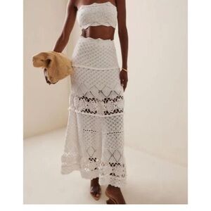 Alexis Jana White Tiered Maxi Skirt Resort Wear + Lily Top